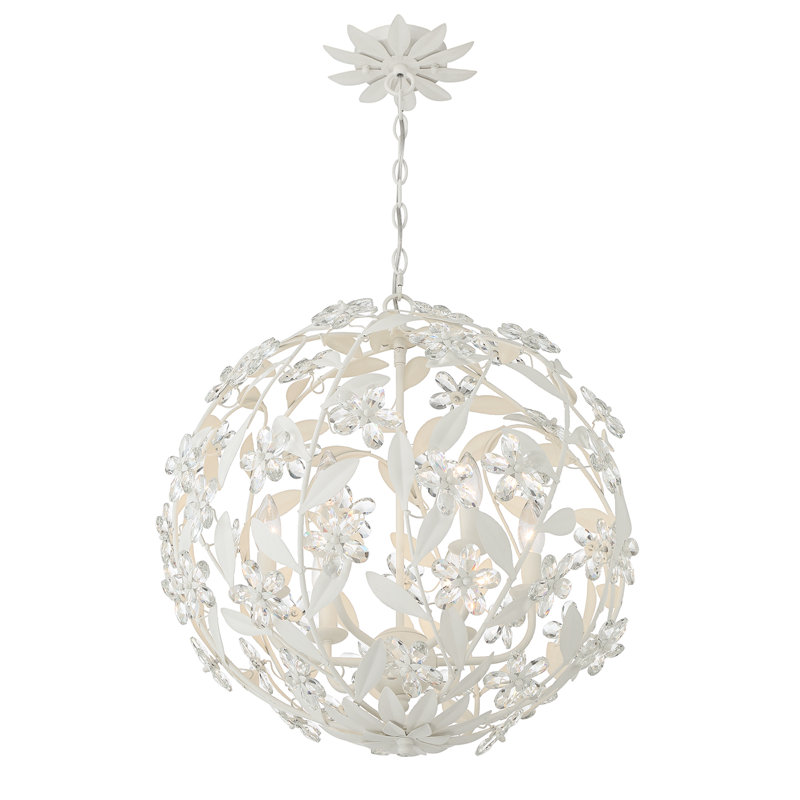 Luminaire suspendu antique 6 lumières Meyah, Blanc