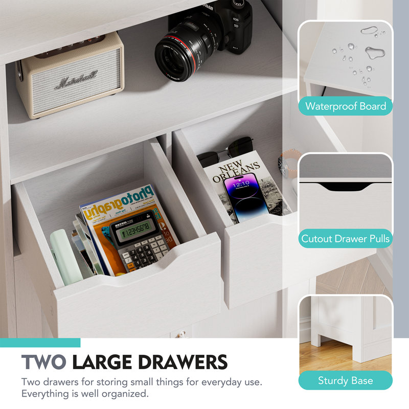 Floor Bathroom Storage Cabinet, White