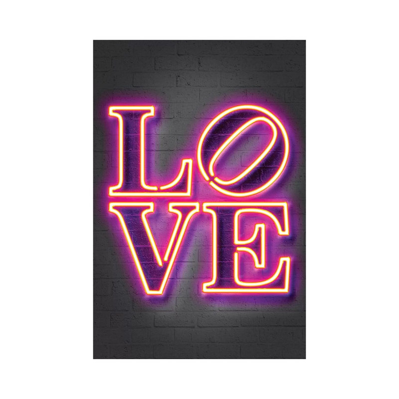 "Love" par Octavio Mielu-impression d’art textuel, Pas de tapis, H 40 po x l 26 po x P 1,5 po, Toile tendue