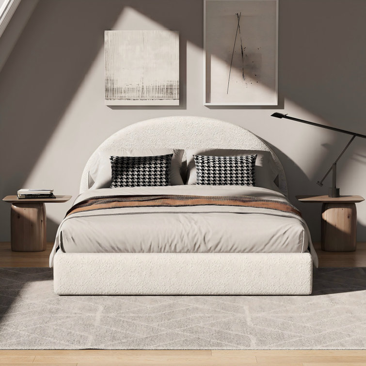 Boucle Bed Frame With Headboard