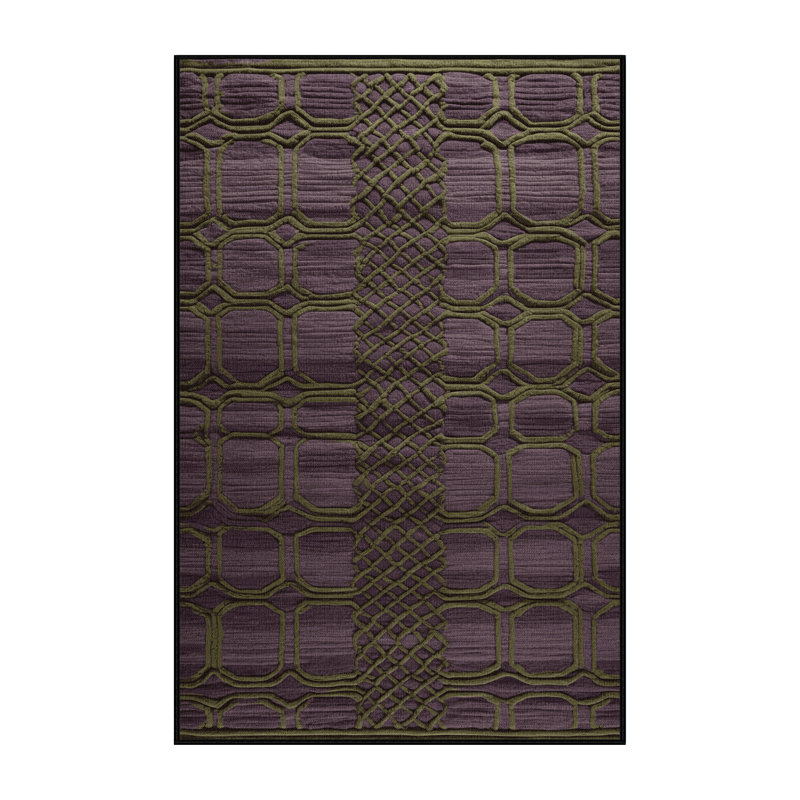 Tapis noir en treillis lavable à la machine, Rectangle 7 pi x 9 pi