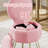 Vanity Stool Chair with Pillow & Foldable Backrest, Sherpa Fleece Vanity Chair with Storage Space & Metal Legs-1065083763