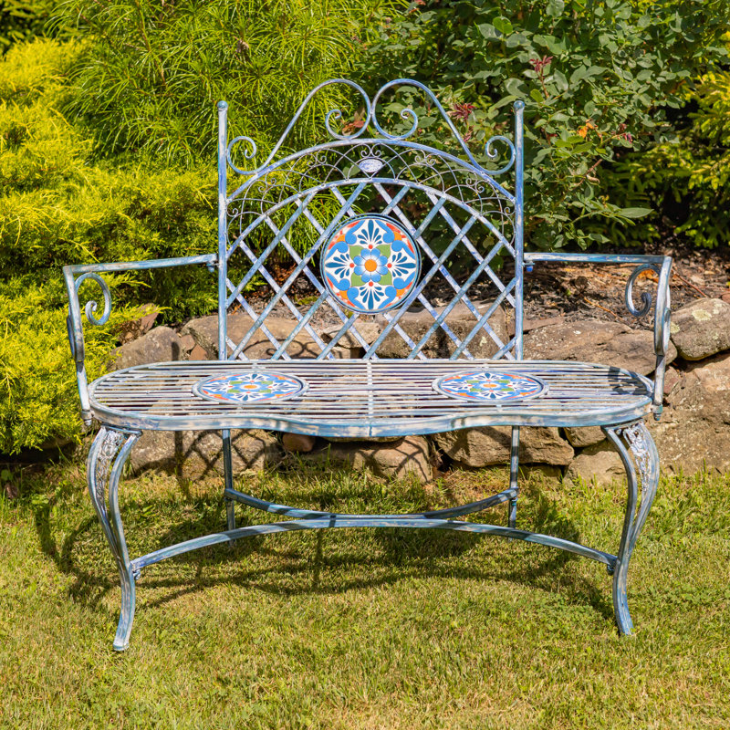 Banc de jardin en mosaïque en métal San Marino - Sardaigne - L 47,25 po