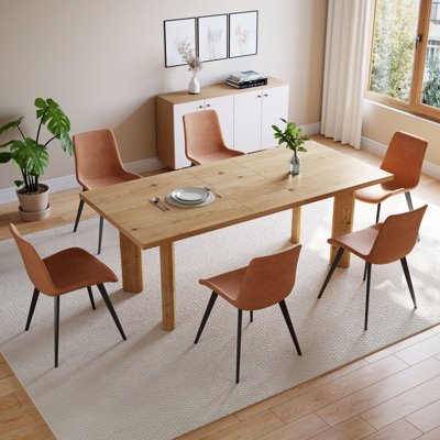 Extendable Dining Table For 6-8, Modern Wood Kitchen Table Rectangular Table For Dining Room, Living Room