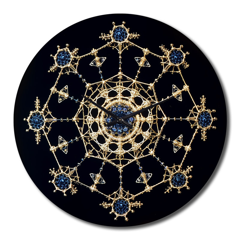 Horloge murale Cosmic Mandal en métal doré et bleu, Grand