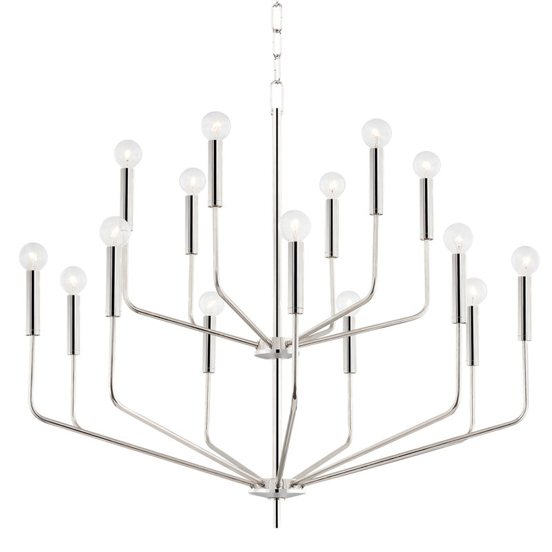 15-Light Chandelier, Nickel poli