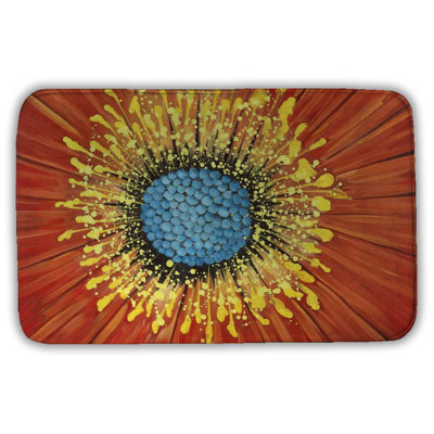 Closeup on a red flower Bath Mat with Non-Slip Backing - Quick Dry Memory Foam Bathroom Rug - Absorbent - Modern Plush Spa-Style - Machine Washable