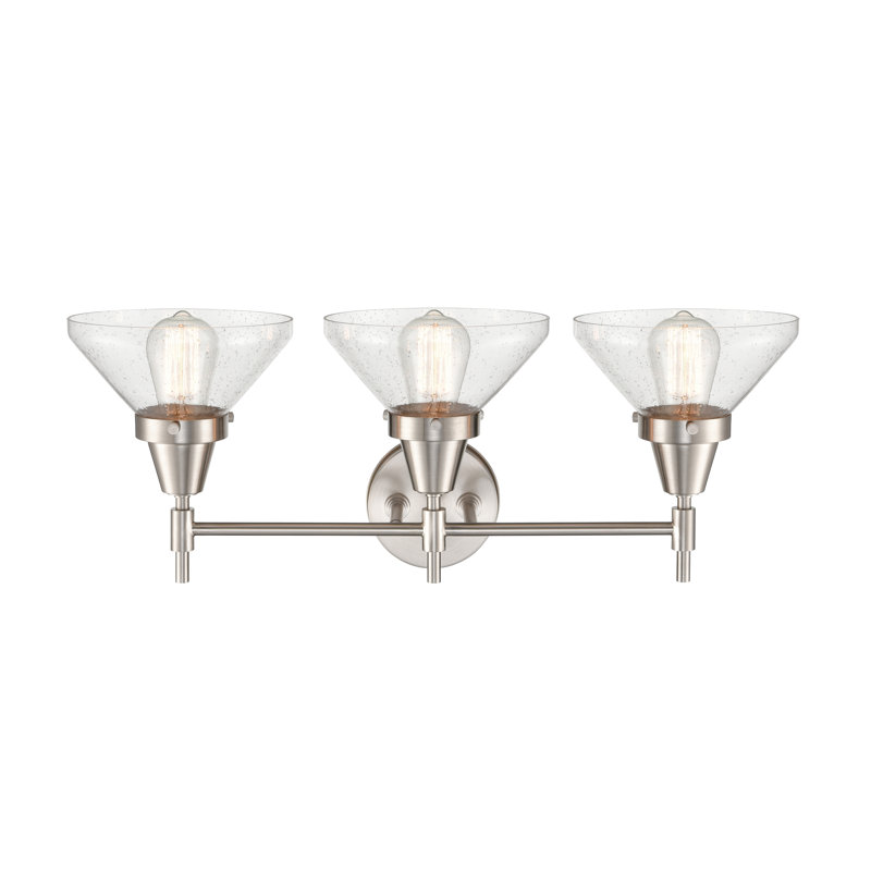 Éclairage pour meuble-lavabo à 3 lumières à intensité variable Gayle, Nickel satiné, Grainé, Ampoule DEL rétro 4 watts