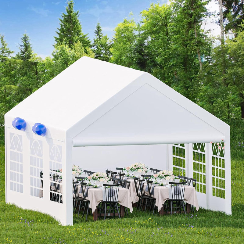 White 13 x 20 FT Steel Frame Outdoor Event Tent with Removable Sidewalls