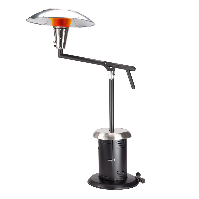 Extra Large Black and Silver Propane Patio Heater with Drink Table