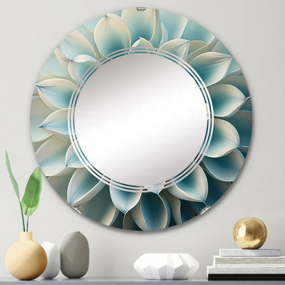 Miroir mural floral bleu et blanc Dahlia