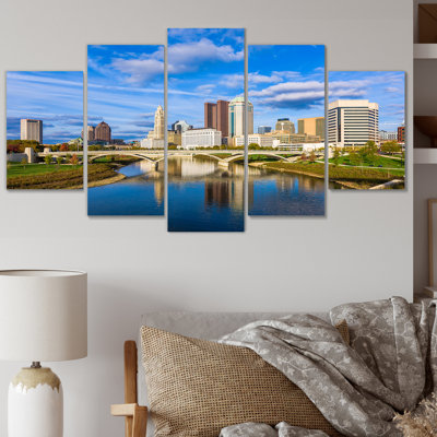 «Columbus Ohio Skyline - Cityscapes Wall Art Living Room» - 5 panneaux