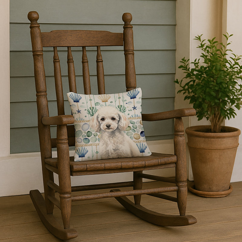 Coussin Miniature, Caniche blanc miniature, Carré 14 po
