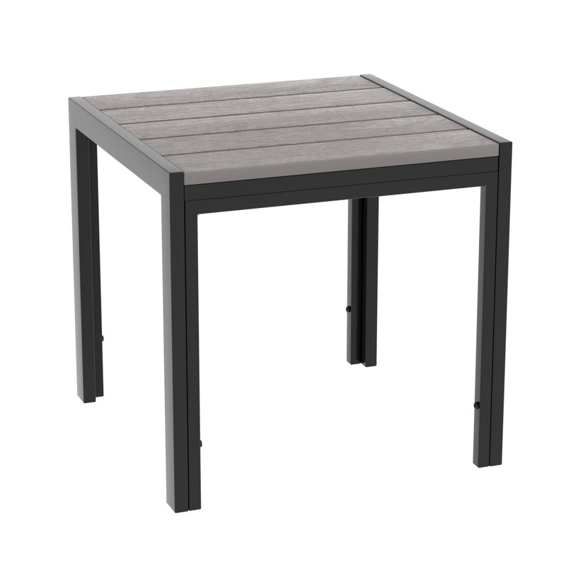 Square Patio Side table with Powder Coating Frame for Outdoor, Gray