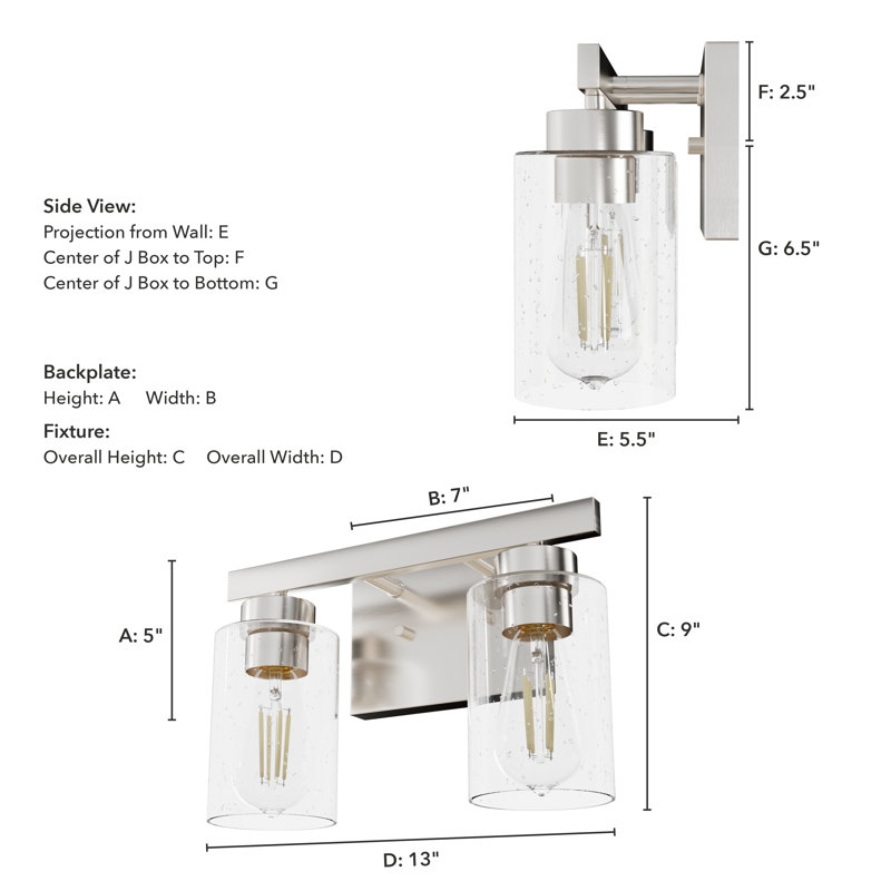 Hartland 2 - Light Dimmable Vanity Light, Brushed Nickel