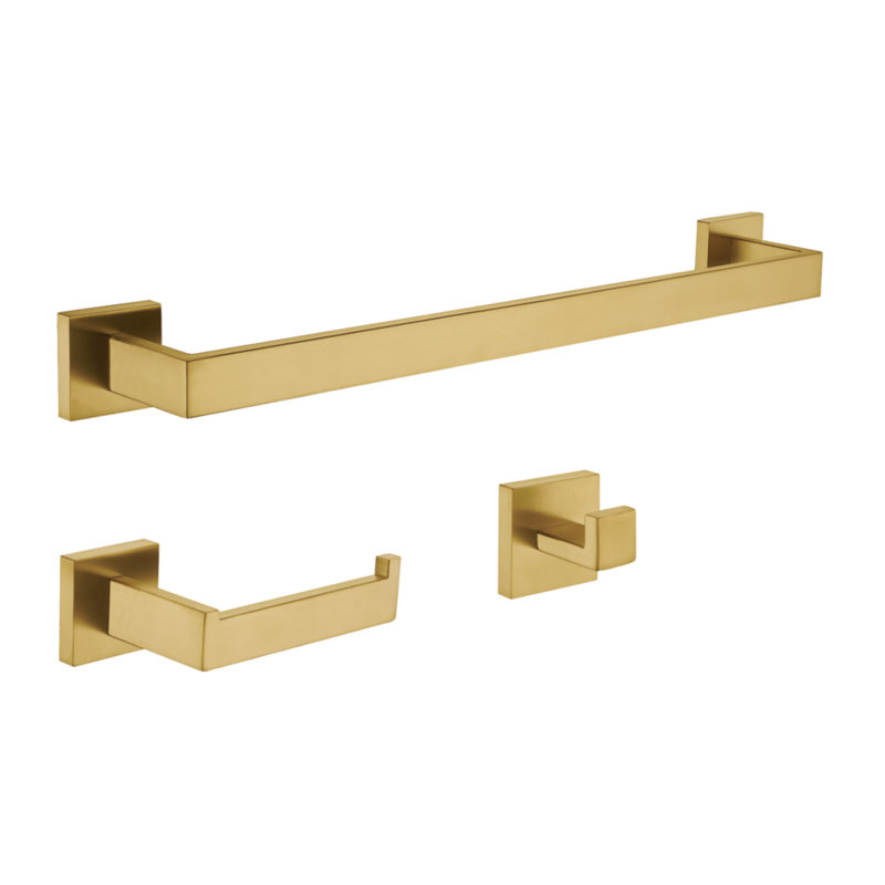 Kingston Brass Lasdun 3-Piece Bathroom Hardware Set, Brushed Brass