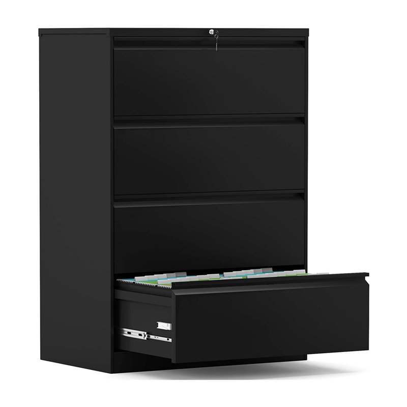 Aobabo Locking Metal Office Storage Organizer Filing Cabinet, Black