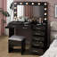 Large Makeup Vanity Set with Lights, USB & Power Outlet,7 Drawers-834032222