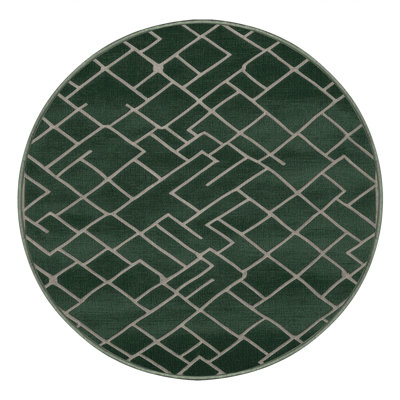 Machine Washable Trellis Green Area Rug
