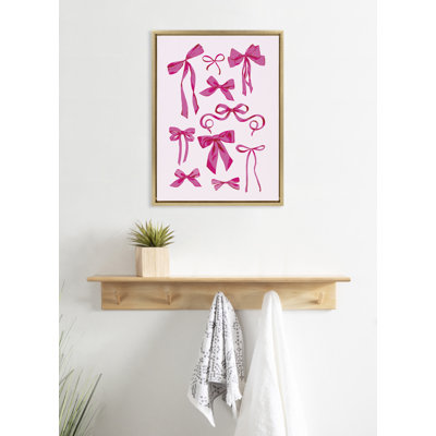 Pink Bows by Honey Island Studio Framed Canvas Wall Art Print