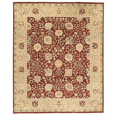 High-Quality Hand-Knotted Red And Gold Area Rug