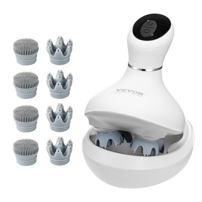 Masseur électrique pour cuir chevelu, masseur de cheveux rechargeable pour la tête, IPX7 imperméable | Grattoir portatif à pétrir avec 8 têtes de massage amovibles pour soulager le stress, nettoyage en profondeur, cadeau pour maman / papa