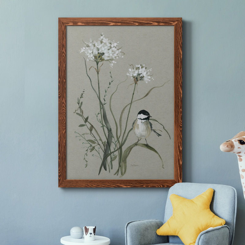 «Bouquet of Grace Bird II», reproduction d'art sur toile, H 44 po x l 31 po x P 1 po, Cadre en érable