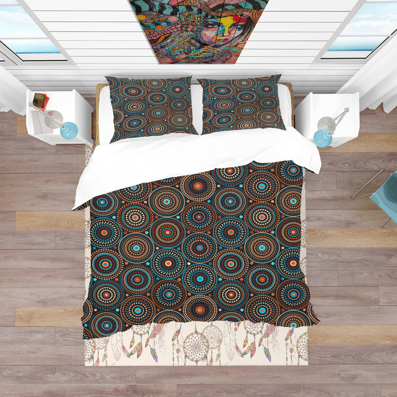 Ensemble de housse de couette bohème et éclectique, Housse de couette très grand + 2 taies décoratives