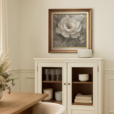 Élégante pivoine beige - impression d'art encadrée sur papier