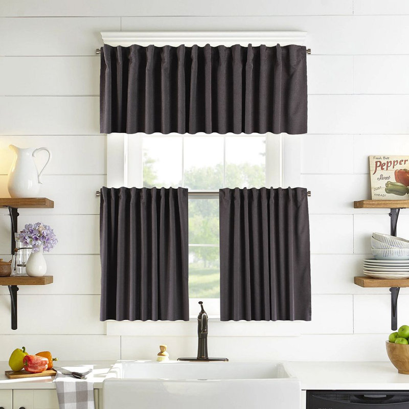 Solid Colour Kitchen Curtain, Cream, 90" W x 60" L