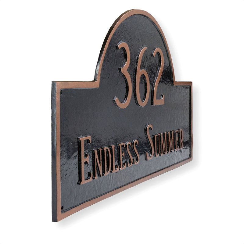 Plaque d’adresse murale sur 2 lignes Classic, Vert forêt / argent, Oui