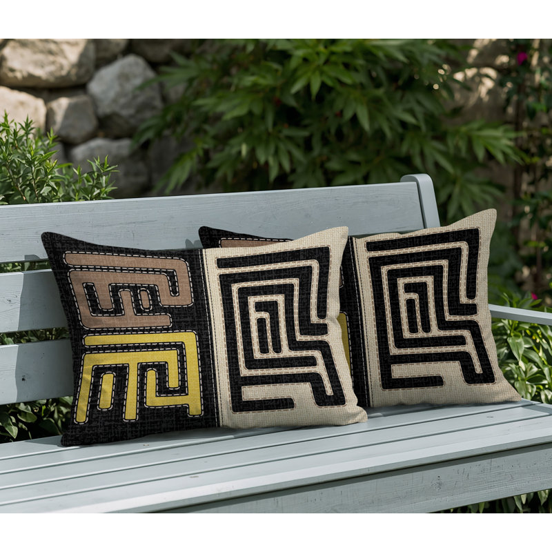 Tami Geometric and Abstract Throw Pillow, 20x14, Yellow