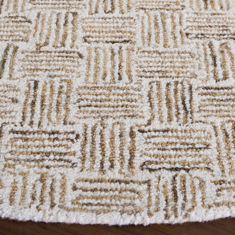 Navi Micro-Loop Area Rug In Taupe / Ivory, Round 5'