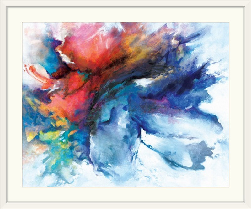 « color burst », reproduction d’art, H 24 po x l 28 po x p 1 po, Cadre blanc