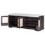 Banc de rangement rustique avec coussin amovible, portes en rotin tissé et tablettes réglables pour le couloir et le salon-1694791050