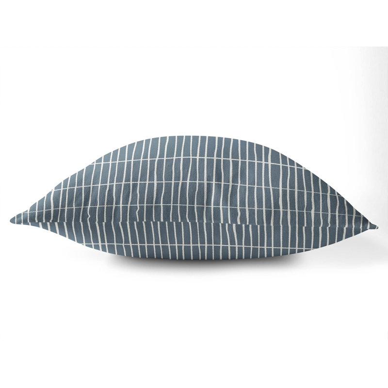 Coussin Snow Fence, H 18 po x l 18 po, Bleu géométrique