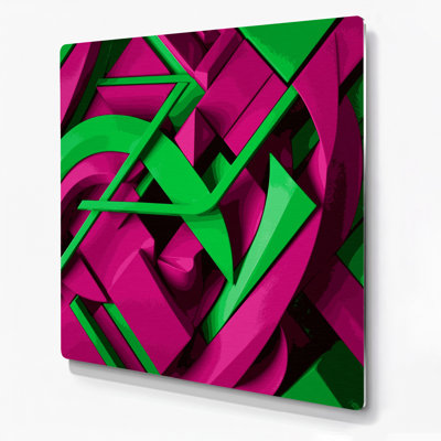 «Geometric Abstraction 43», art mural en métal rose