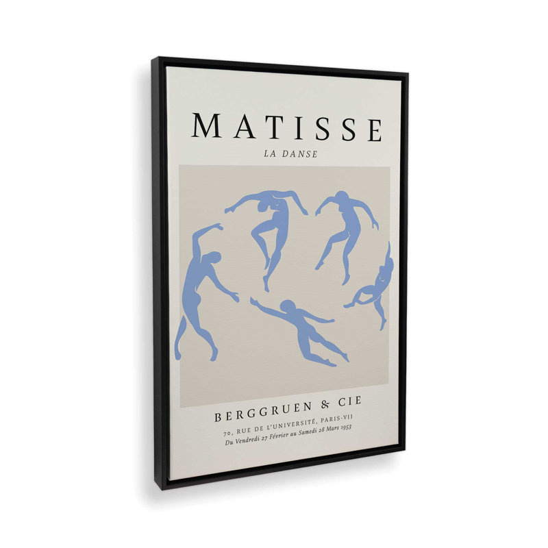 Affiche La Danse en bleu Matisse, Cadre flottant noir satiné, H 18,75 po x l 12,75 po
