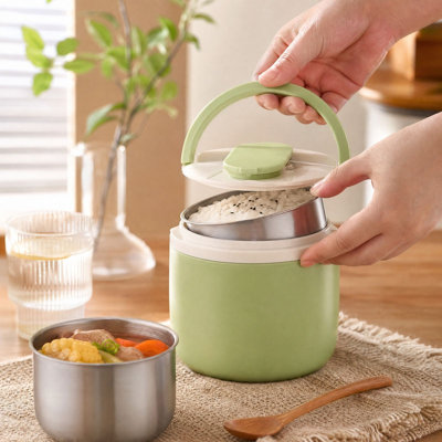 Plateaux de service en bois pour festivals, boîte à lunch isotherme multicouche de 1,3 L (44 oz), récipient alimentaire isotherme portable pour conserver la chaleur du riz, idéal pour le bureau, l'école et les activités de plein air. Fournitures de rangement pour les repas quotidiens.