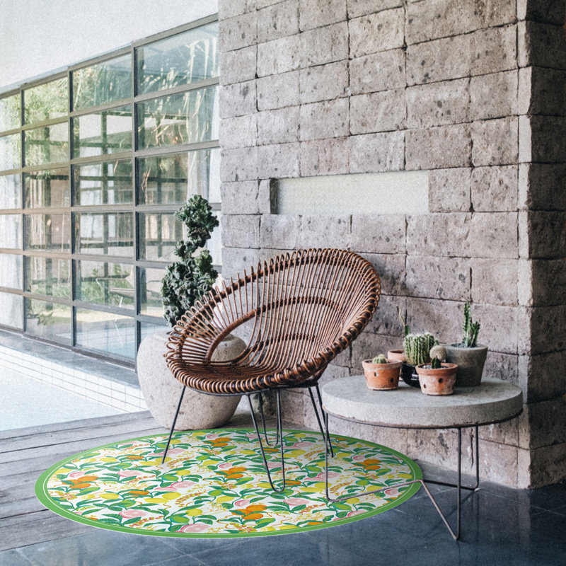Citrus Vinyl Floor Mat, Round 3'