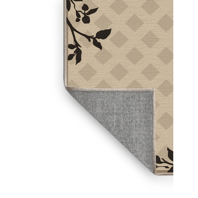 Tapis beige à motif treillis Paesyn Ivy, Carré 6 pi
