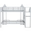 Lit superposé simple au-dessus d'un lit en métal avec garde-robe et vaste espace de rangement - gris et blanc, gris et blanc-1779439174