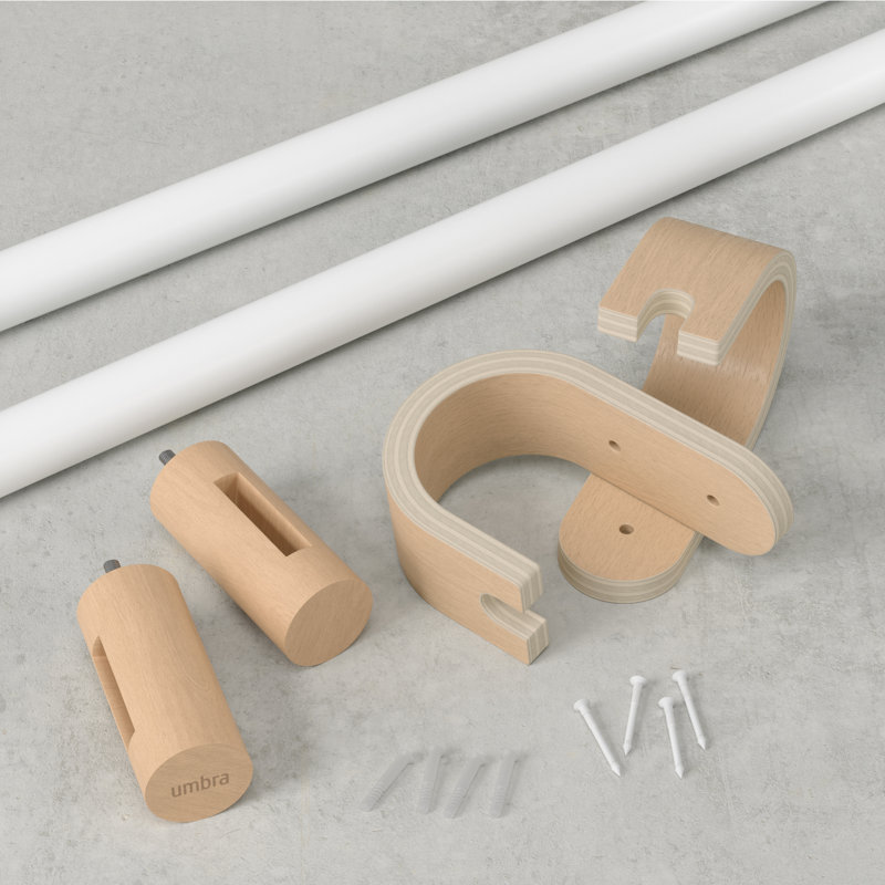 Adjustable 42" to 120" 1" Bellwood Curtain Rod, Natural