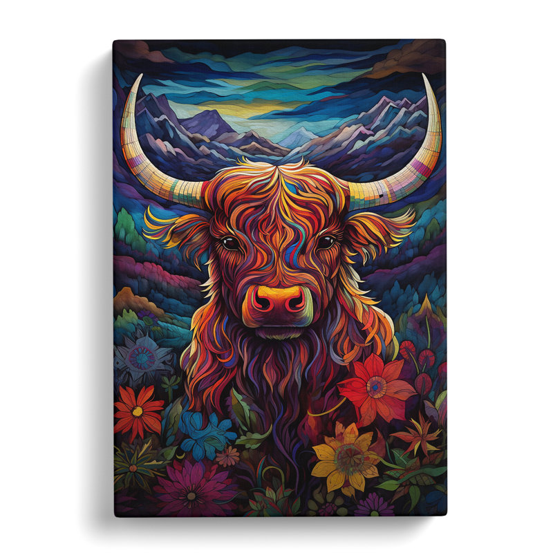 Highland Cow Symbolism - Wrapped Canvas, 50cm H x 35cm W x 3cm D