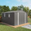 Remise de rangement extérieure 10 'x 12' en métal avec portes doubles et fenêtres translucides - Gris