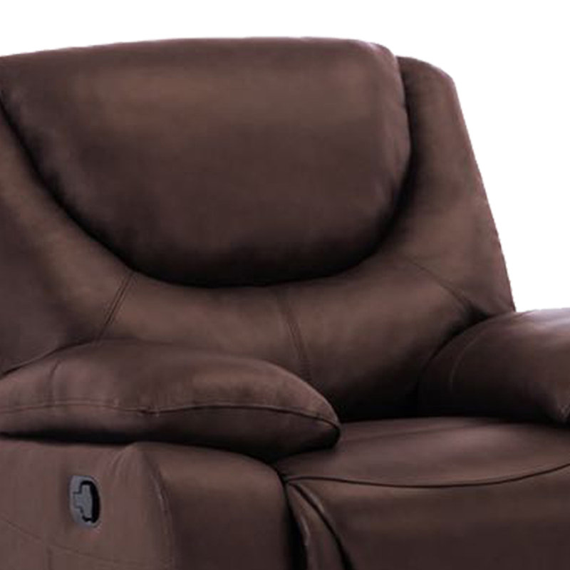 Upholstered Recliner, Brown Leather Match