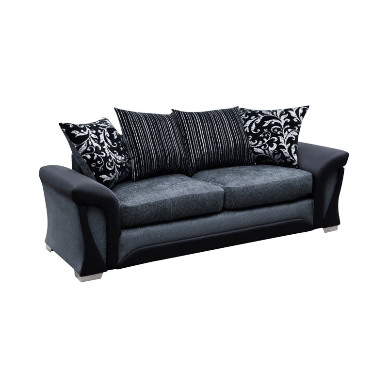 Shannon 3 Seater Sofa, 94" H x 217" W x 87" D, Black/Grey