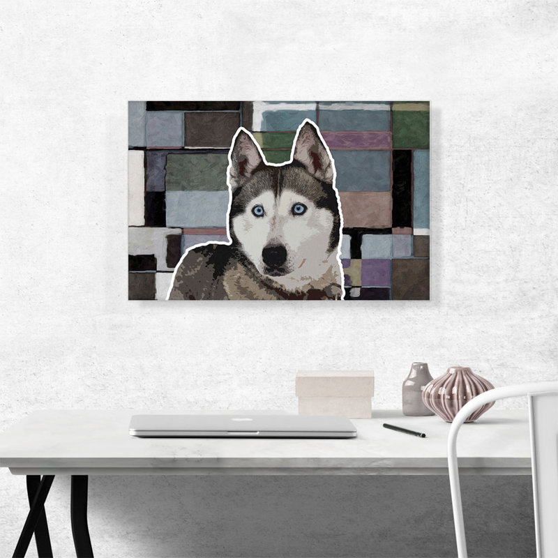 Husky sibérien - Reproduction d'art graphique sur toile tendue, H 18 po x l 26 po x P 1,5 po