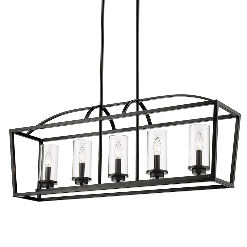 Skegness 5 - Light Matte Black Pendant, Matte Black, Clear Glass