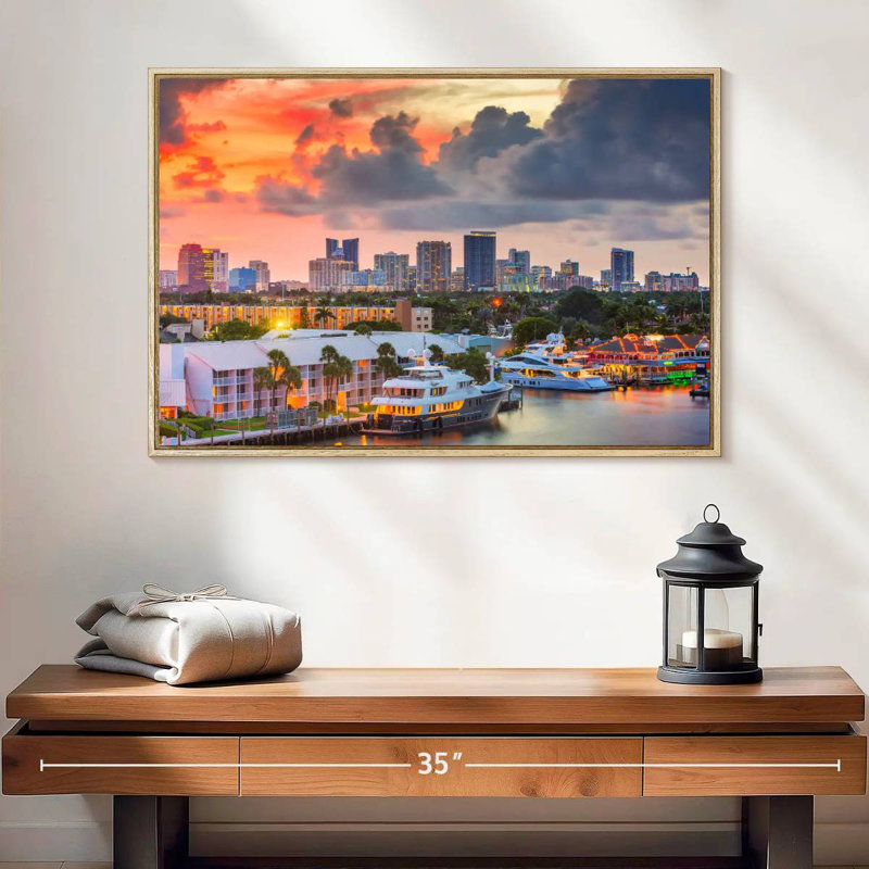 Fort Lauderdale en Floride, Cadre flottant en bois naturel, 25 po x 17 po